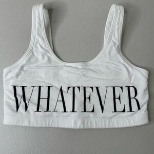 VICTORIAS SECRET PINK WHATEVER BLACK WHITE SPORTS BRA SZ S RUNS SMALL